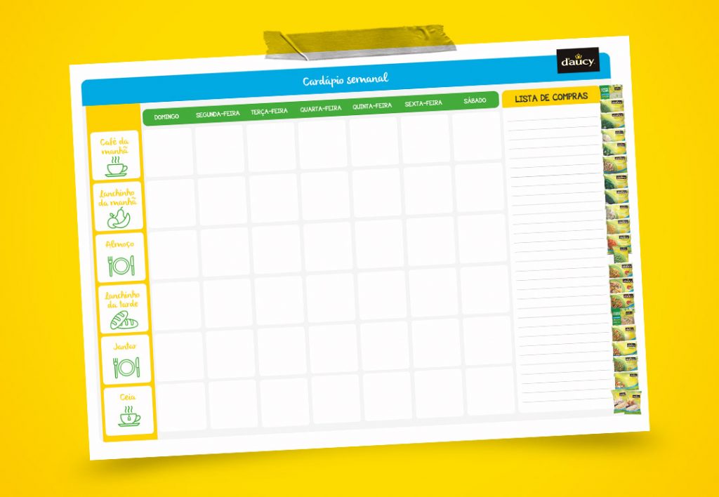 Planner cardápio semanal