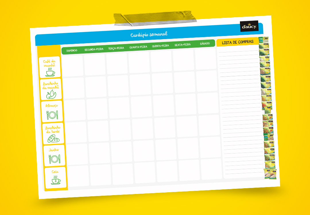 Planner cardápio semanal