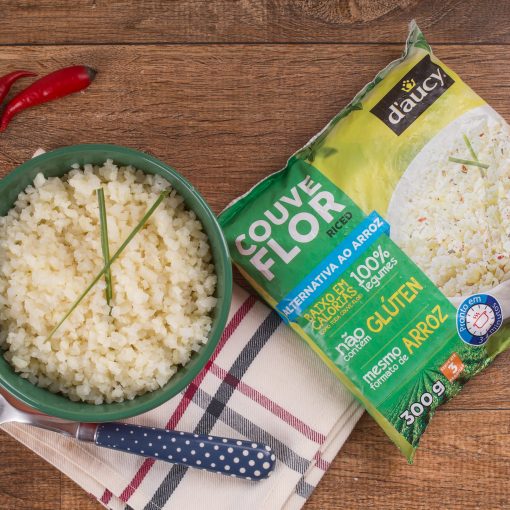 Imagem do produto e pacote do arroz de couve-flor daucy